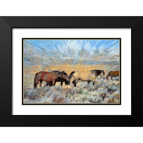 Grazing On the Grass Black Modern Wood Framed Art Print with Double Matting by Bolokofsky, Ronald