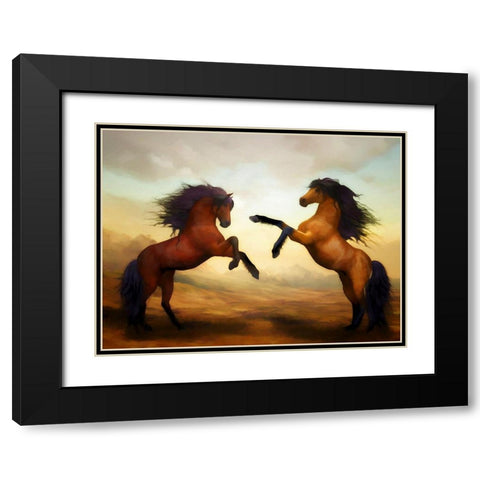 Horsing Around III Black Modern Wood Framed Art Print with Double Matting by Bolokofsky, Ronald