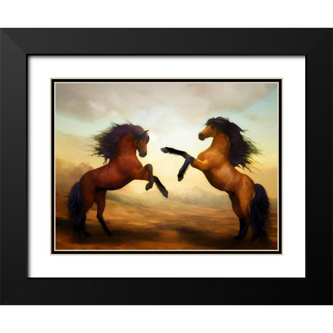 Horsing Around III Black Modern Wood Framed Art Print with Double Matting by Bolokofsky, Ronald