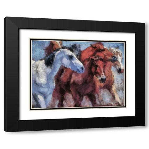 Small Herd Black Modern Wood Framed Art Print with Double Matting by Bolokofsky, Ronald