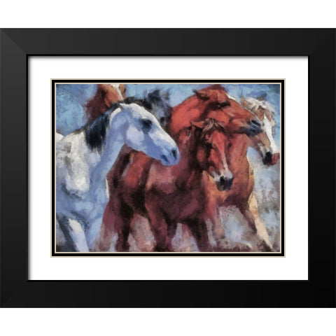 Small Herd Black Modern Wood Framed Art Print with Double Matting by Bolokofsky, Ronald