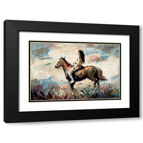 Morning Rider Black Modern Wood Framed Art Print with Double Matting by Bolokofsky, Ronald