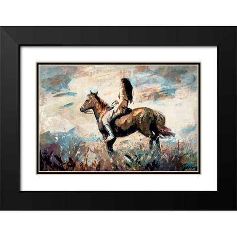 Morning Rider Black Modern Wood Framed Art Print with Double Matting by Bolokofsky, Ronald