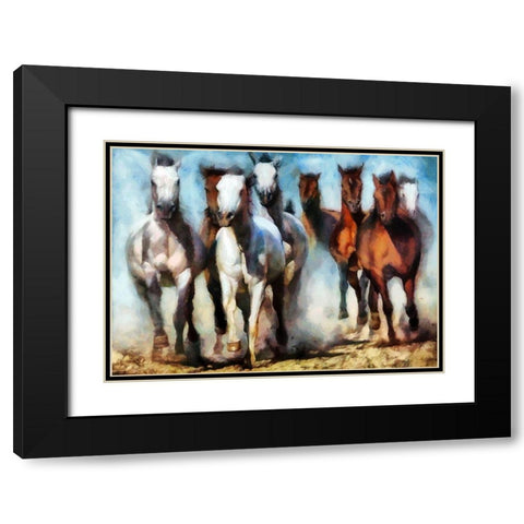 Running Herd III Black Modern Wood Framed Art Print with Double Matting by Bolokofsky, Ronald