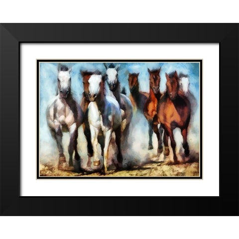 Running Herd III Black Modern Wood Framed Art Print with Double Matting by Bolokofsky, Ronald