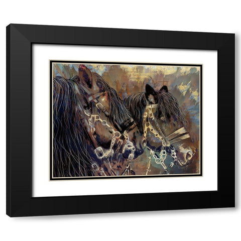 Two Horses Black Modern Wood Framed Art Print with Double Matting by Bolokofsky, Ronald