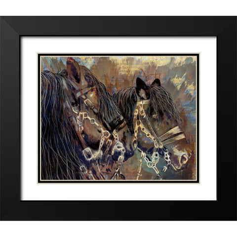 Two Horses Black Modern Wood Framed Art Print with Double Matting by Bolokofsky, Ronald