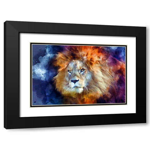 Watercolor Lion II Black Modern Wood Framed Art Print with Double Matting by Bolokofsky, Ronald