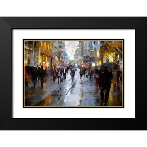 Rainy Day Black Modern Wood Framed Art Print with Double Matting by Bolokofsky, Ronald