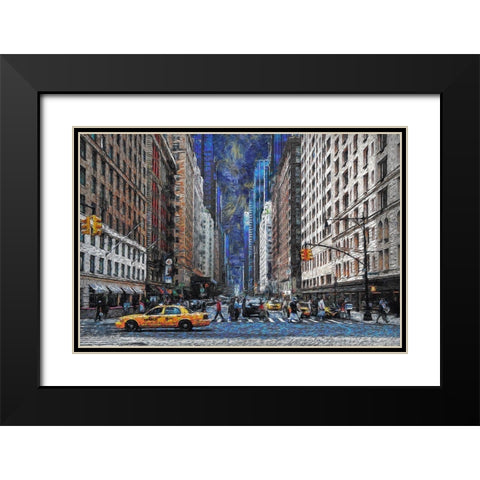 New York Street Traffic Black Modern Wood Framed Art Print with Double Matting by Bolokofsky, Ronald