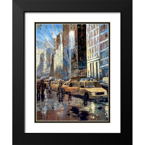 New York Taxis I Black Modern Wood Framed Art Print with Double Matting by Bolokofsky, Ronald