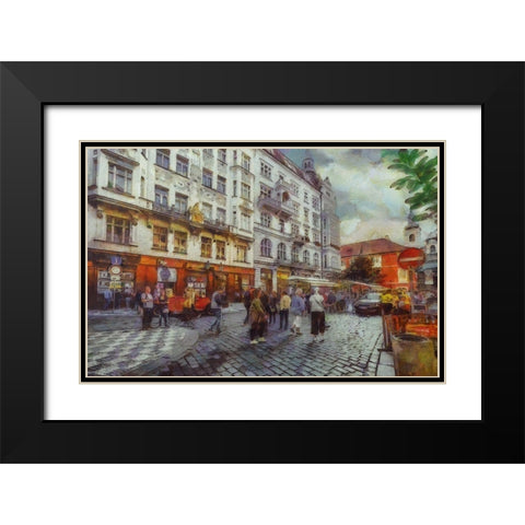 Prague On the Go I Black Modern Wood Framed Art Print with Double Matting by Bolokofsky, Ronald