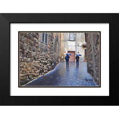 Rainy streets of Orvieto Black Modern Wood Framed Art Print with Double Matting by Bolokofsky, Ronald