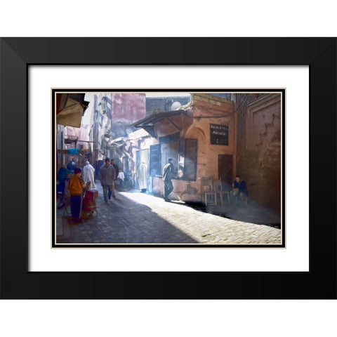 Streets of Marrakech Black Modern Wood Framed Art Print with Double Matting by Bolokofsky, Ronald