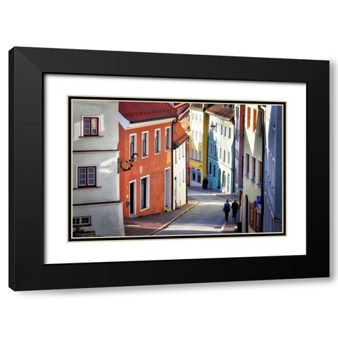 Village Walk Black Modern Wood Framed Art Print with Double Matting by Bolokofsky, Ronald