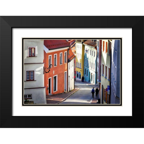 Village Walk Black Modern Wood Framed Art Print with Double Matting by Bolokofsky, Ronald