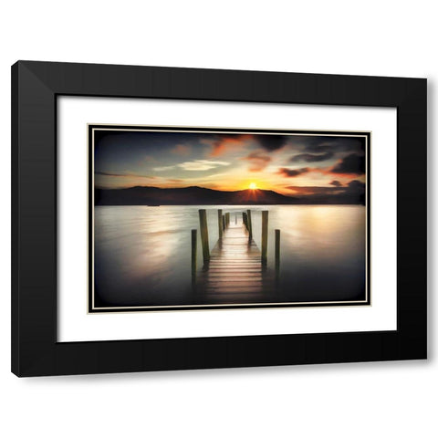 Jetty Sunset Black Modern Wood Framed Art Print with Double Matting by Bolokofsky, Ronald