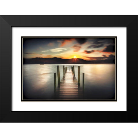 Jetty Sunset Black Modern Wood Framed Art Print with Double Matting by Bolokofsky, Ronald