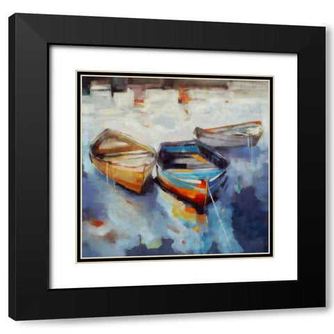 Three Boats Black Modern Wood Framed Art Print with Double Matting by Bolokofsky, Ronald