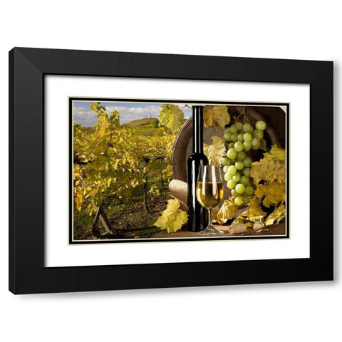 White Wine and Green Grapes Black Modern Wood Framed Art Print with Double Matting by Bolokofsky, Ronald