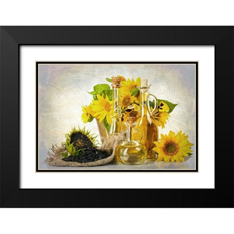 Sunflowers Seeds and Oil Black Modern Wood Framed Art Print with Double Matting by Bolokofsky, Ronald