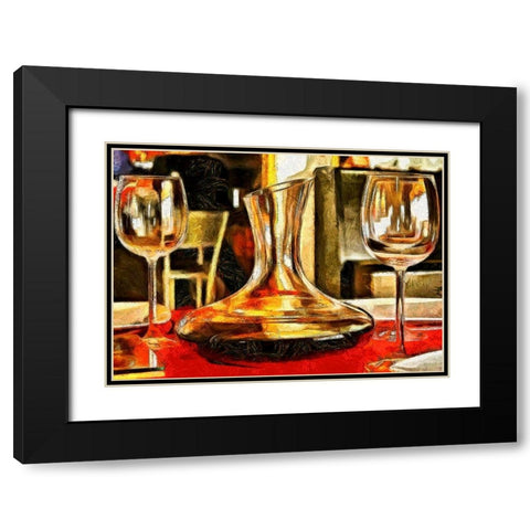 Table For Two Black Modern Wood Framed Art Print with Double Matting by Bolokofsky, Ronald