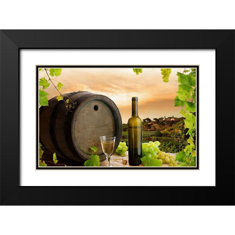 Tuscan Grapes and Wine Black Modern Wood Framed Art Print with Double Matting by Bolokofsky, Ronald