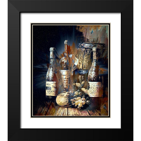 Vintage Wine I Black Modern Wood Framed Art Print with Double Matting by Bolokofsky, Ronald