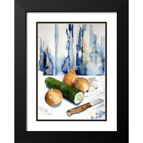 Cutting Up the Veggies Black Modern Wood Framed Art Print with Double Matting by Bolokofsky, Ronald
