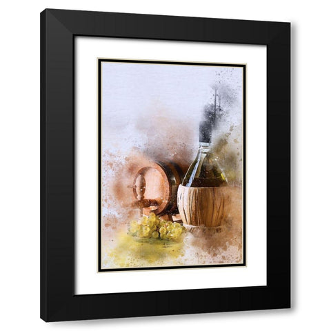 Wine and Grapes I Black Modern Wood Framed Art Print with Double Matting by Bolokofsky, Ronald