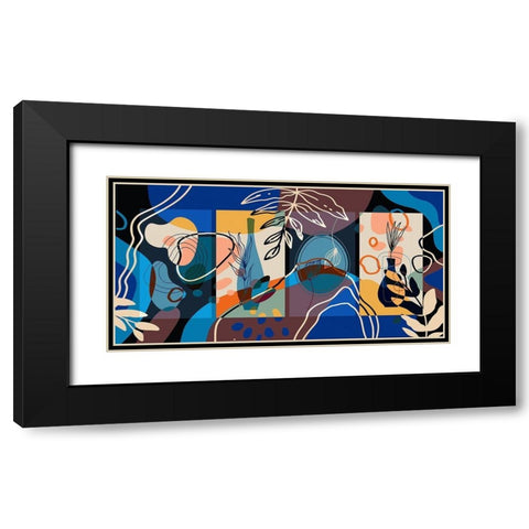 Abstract Boho Composition 225 Black Modern Wood Framed Art Print with Double Matting by Bolokofsky, Ronald