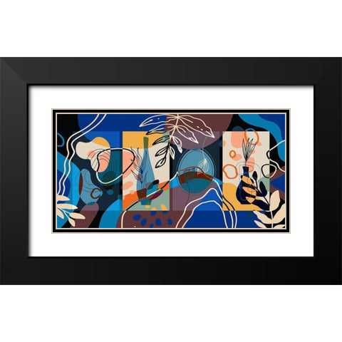 Abstract Boho Composition 225 Black Modern Wood Framed Art Print with Double Matting by Bolokofsky, Ronald