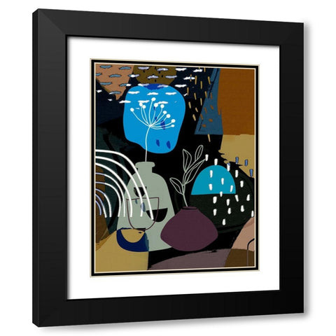 Abstract Boho Composition 655 Black Modern Wood Framed Art Print with Double Matting by Bolokofsky, Ronald