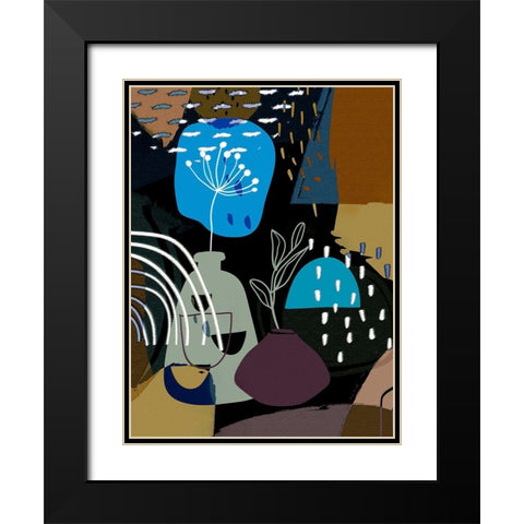Abstract Boho Composition 655 Black Modern Wood Framed Art Print with Double Matting by Bolokofsky, Ronald