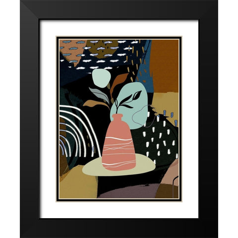 Abstract Boho Composition 656 Black Modern Wood Framed Art Print with Double Matting by Bolokofsky, Ronald