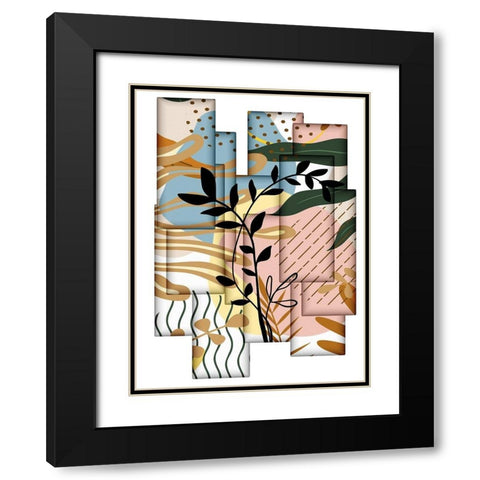 Abstract Collage 333 Black Modern Wood Framed Art Print with Double Matting by Bolokofsky, Ronald
