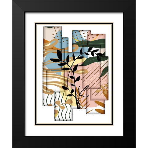 Abstract Collage 333 Black Modern Wood Framed Art Print with Double Matting by Bolokofsky, Ronald