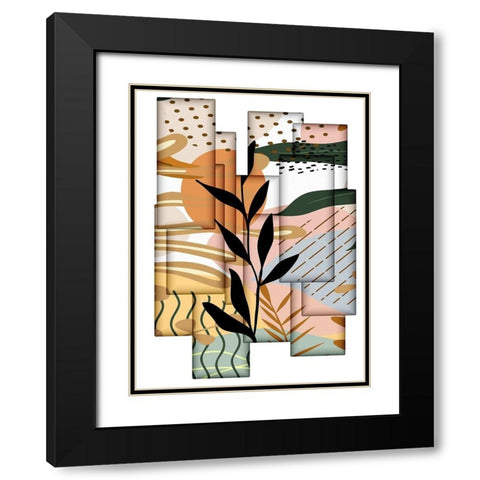 Abstract Collage 334 Black Modern Wood Framed Art Print with Double Matting by Bolokofsky, Ronald