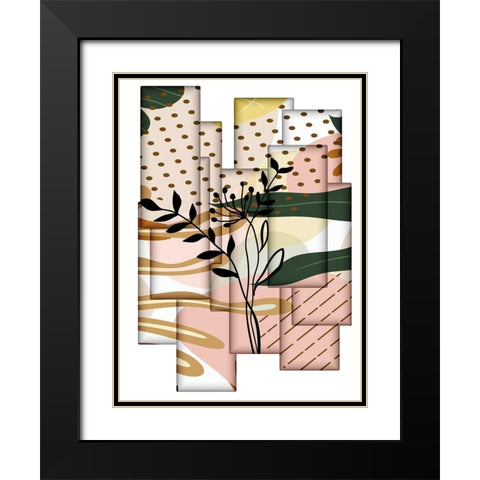 Abstract Collage 335 Black Modern Wood Framed Art Print with Double Matting by Bolokofsky, Ronald