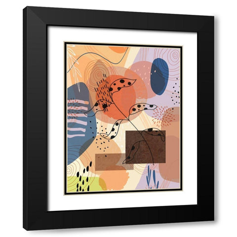 Floral Abstract 301 Black Modern Wood Framed Art Print with Double Matting by Bolokofsky, Ronald