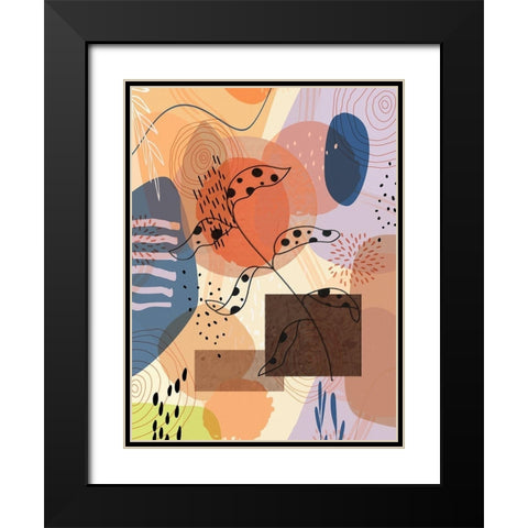 Floral Abstract 301 Black Modern Wood Framed Art Print with Double Matting by Bolokofsky, Ronald