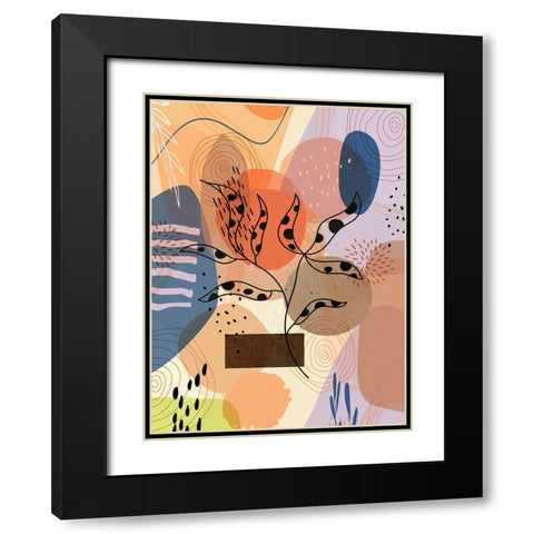 Floral Abstract 302 Black Modern Wood Framed Art Print with Double Matting by Bolokofsky, Ronald