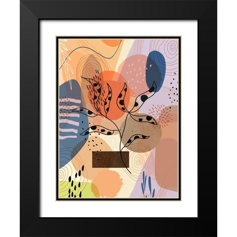 Floral Abstract 302 Black Modern Wood Framed Art Print with Double Matting by Bolokofsky, Ronald