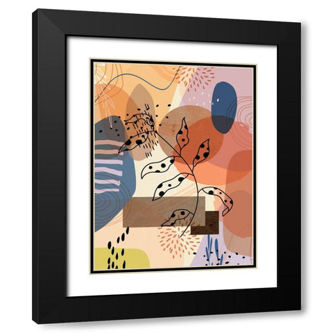 Floral Abstract 303 Black Modern Wood Framed Art Print with Double Matting by Bolokofsky, Ronald