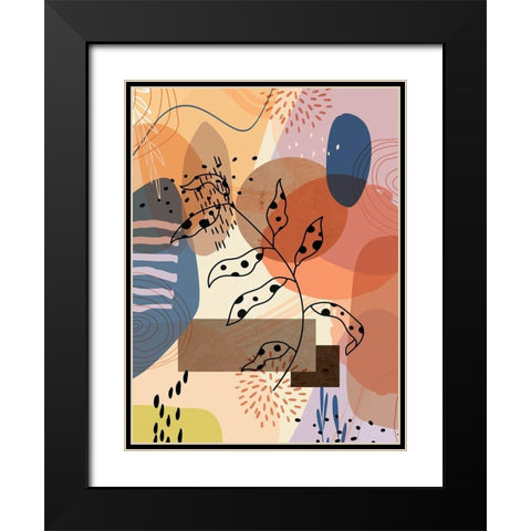 Floral Abstract 303 Black Modern Wood Framed Art Print with Double Matting by Bolokofsky, Ronald