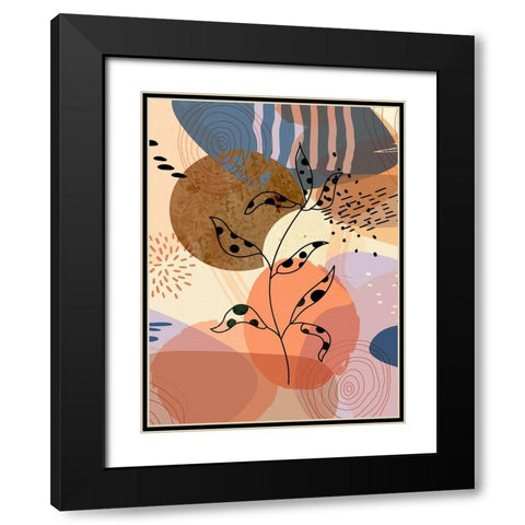 Floral Abstract 304 Black Modern Wood Framed Art Print with Double Matting by Bolokofsky, Ronald