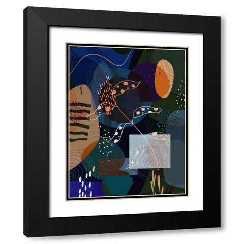 Floral Abstract 401 Black Modern Wood Framed Art Print with Double Matting by Bolokofsky, Ronald