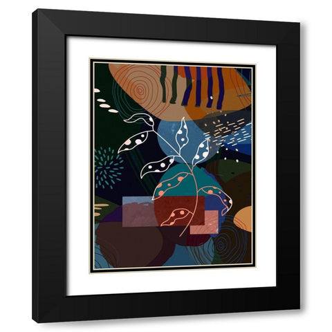 Floral Abstract 403 Black Modern Wood Framed Art Print with Double Matting by Bolokofsky, Ronald