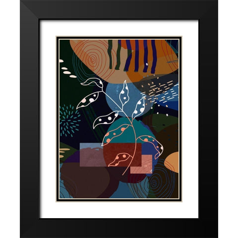 Floral Abstract 403 Black Modern Wood Framed Art Print with Double Matting by Bolokofsky, Ronald