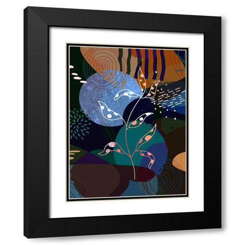 Floral Abstract 404 Black Modern Wood Framed Art Print with Double Matting by Bolokofsky, Ronald